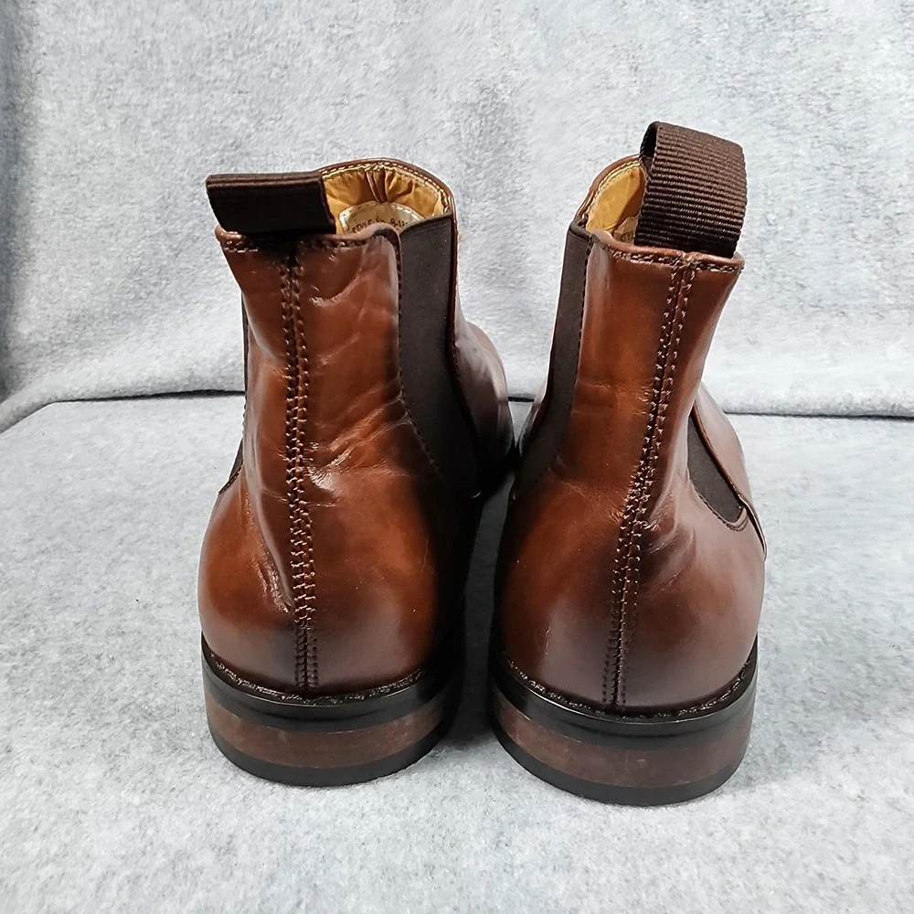 JXSN Chelsea Boots Mens Size 8.5 Brown Leather Pull On Ankle Dressy Office